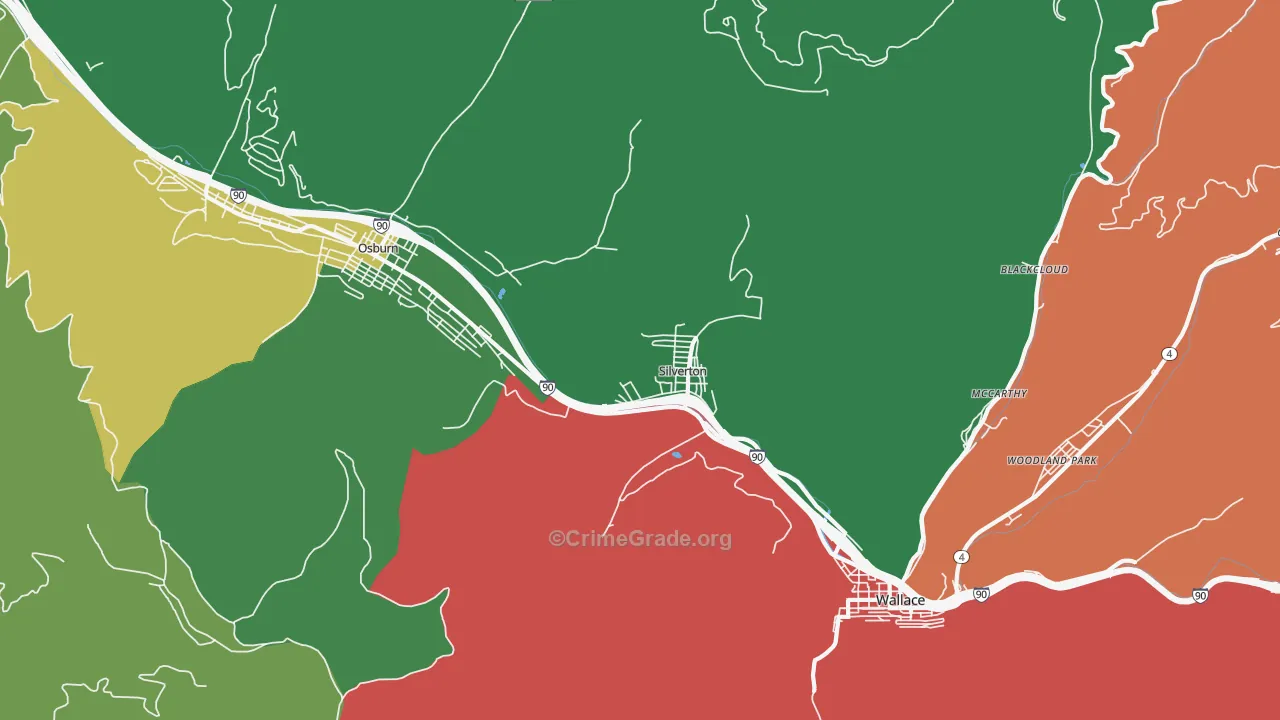 Silverton, ID Map of Assault Rates