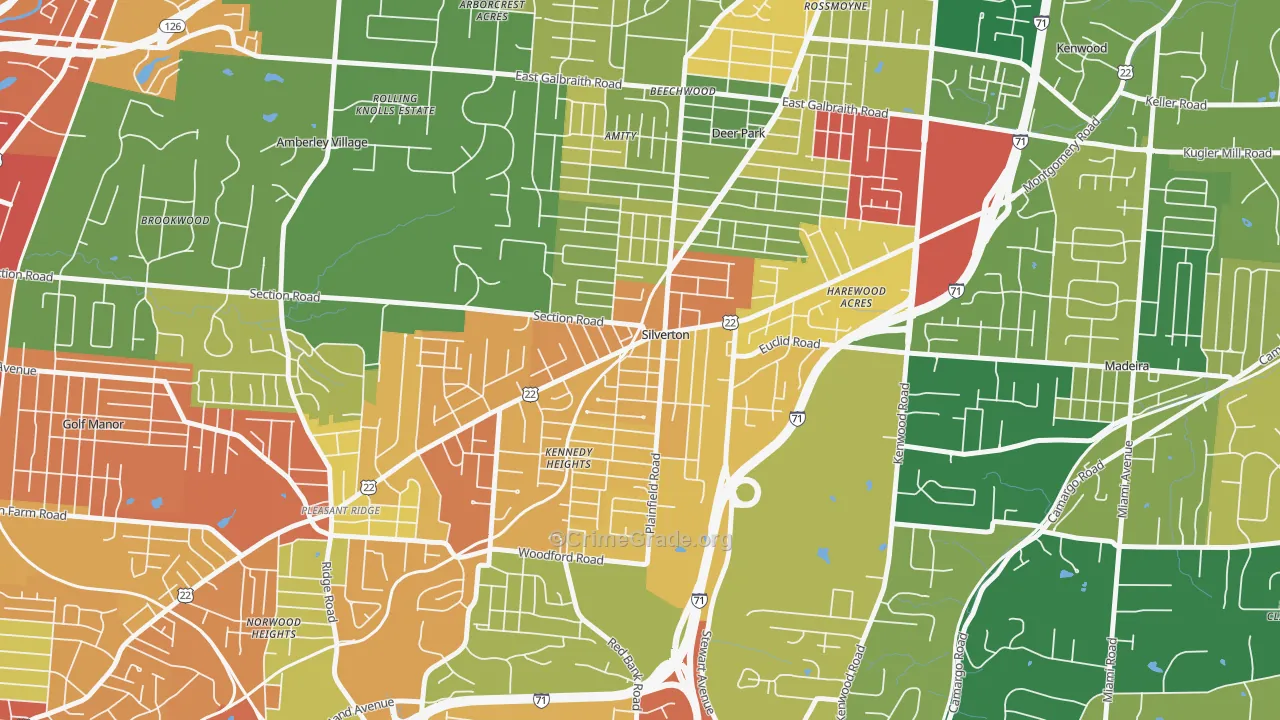 Silverton, OH Map of Assault Rates