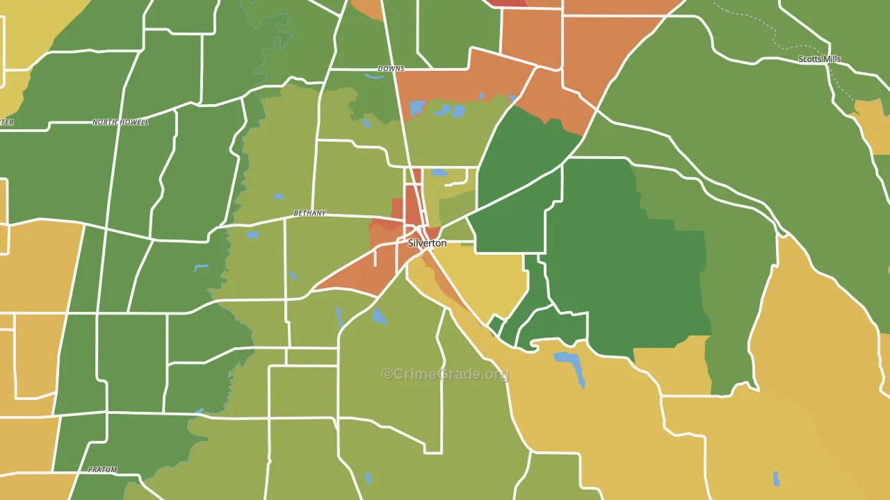 Silverton, OR Map of Assault Rates