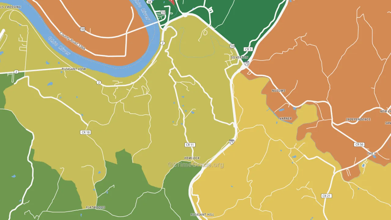 Silverton, WV Map of Assault Rates