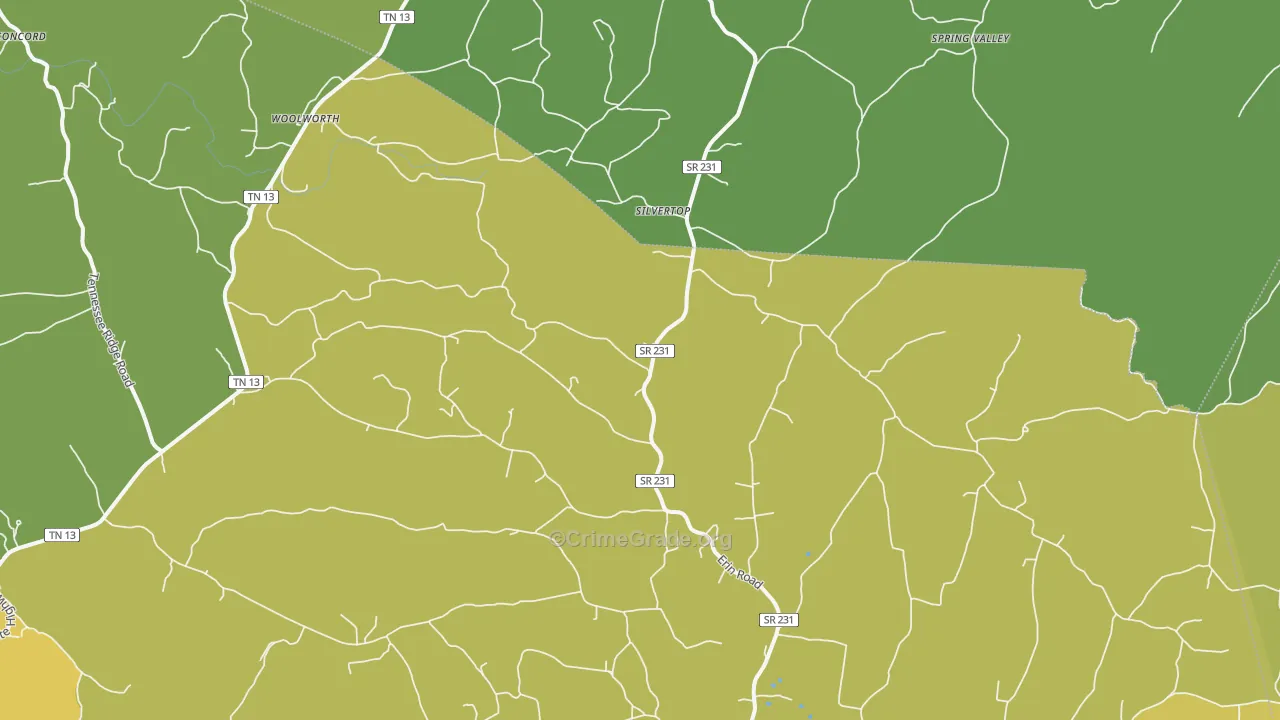 Silvertop, TN Map of Assault Rates