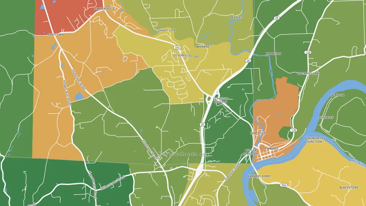 Silverville, PA Map of Assault Rates