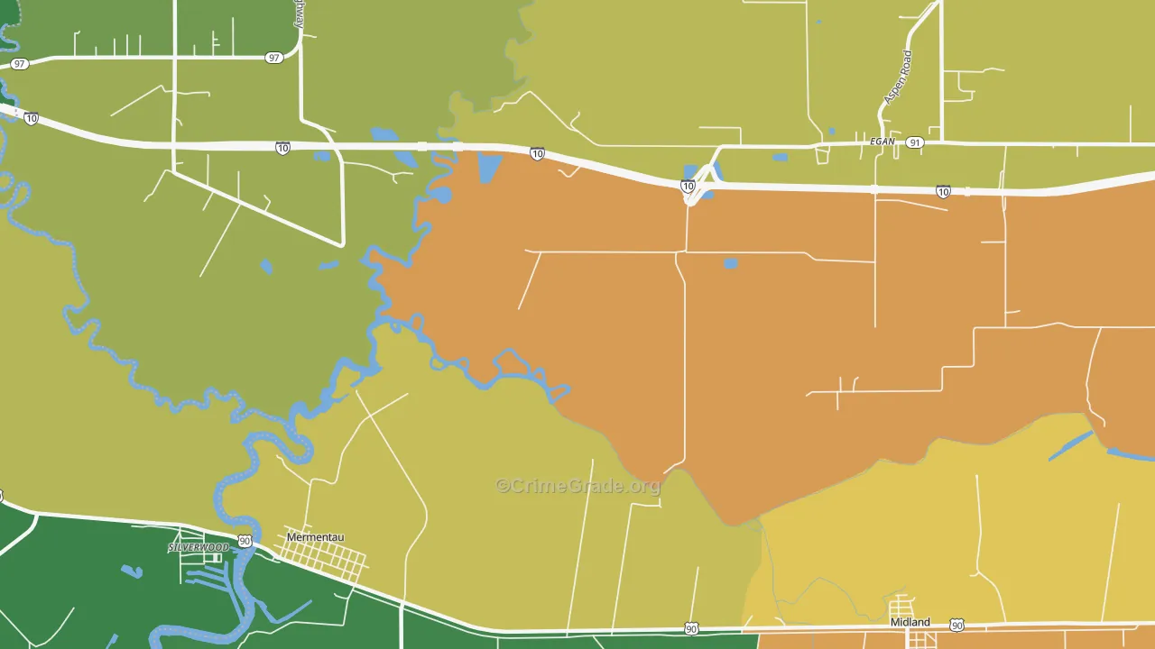Silverwood, LA Map of Assault Rates