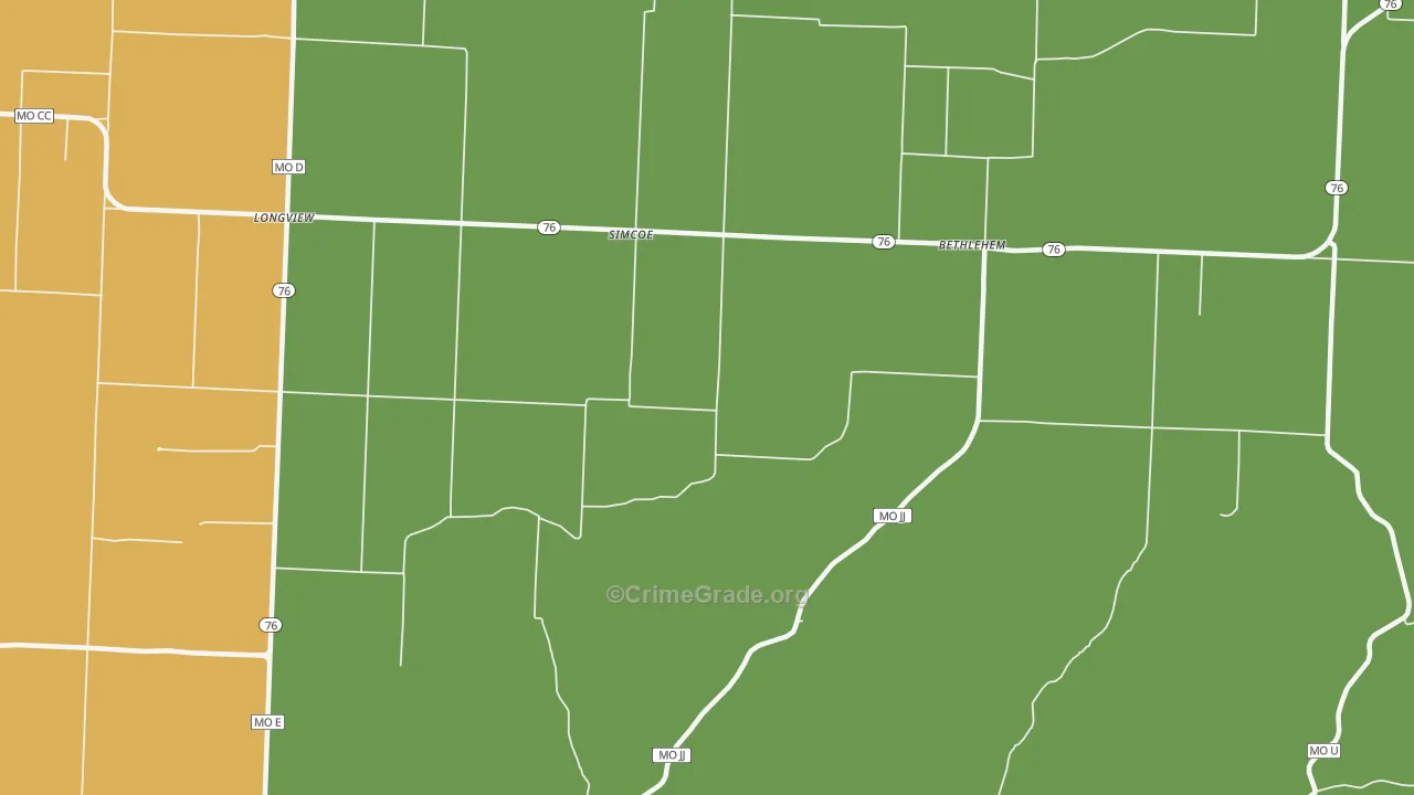 Simcoe, MO Map of Assault Rates