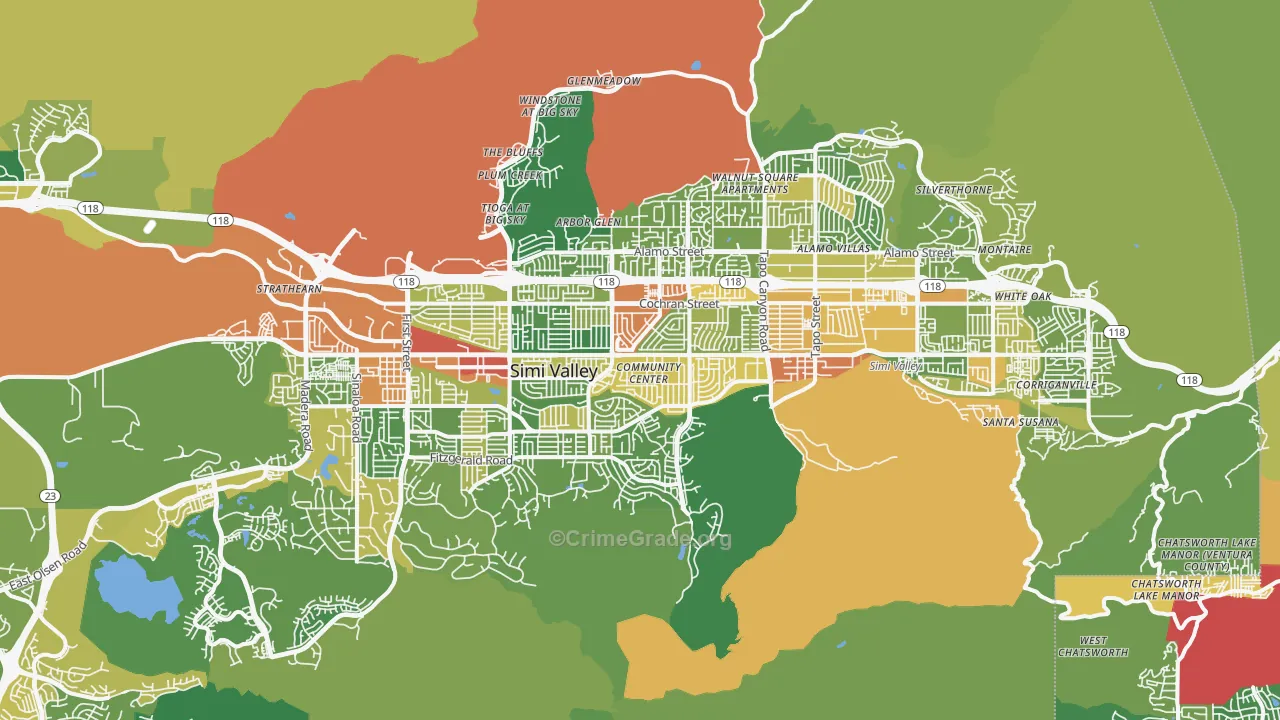 Simi Valley, CA Map of Assault Rates