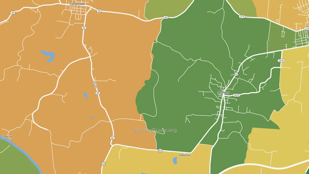Simmons, KY Map of Assault Rates