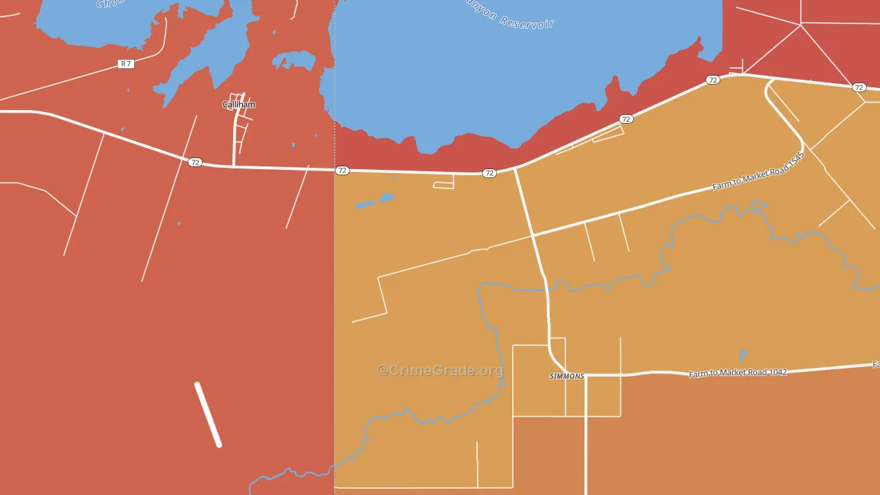 Simmons, TX Map of Assault Rates