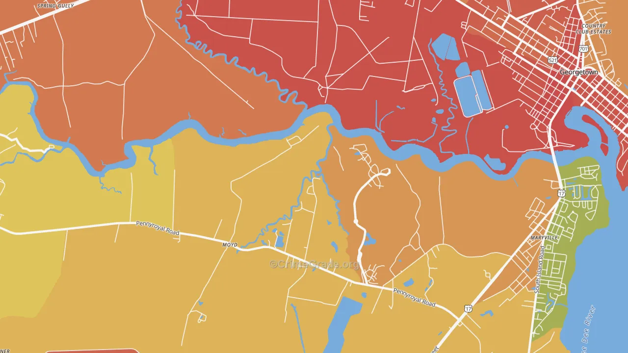 Simmonsville, SC Map of Assault Rates
