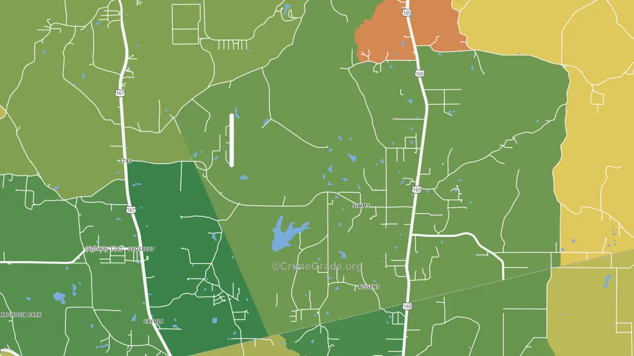 Simms, LA Map of Assault Rates