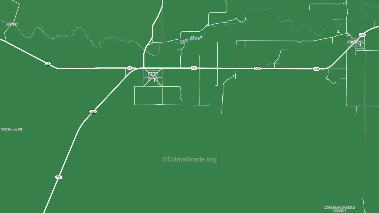 Simms, MT Map of Assault Rates
