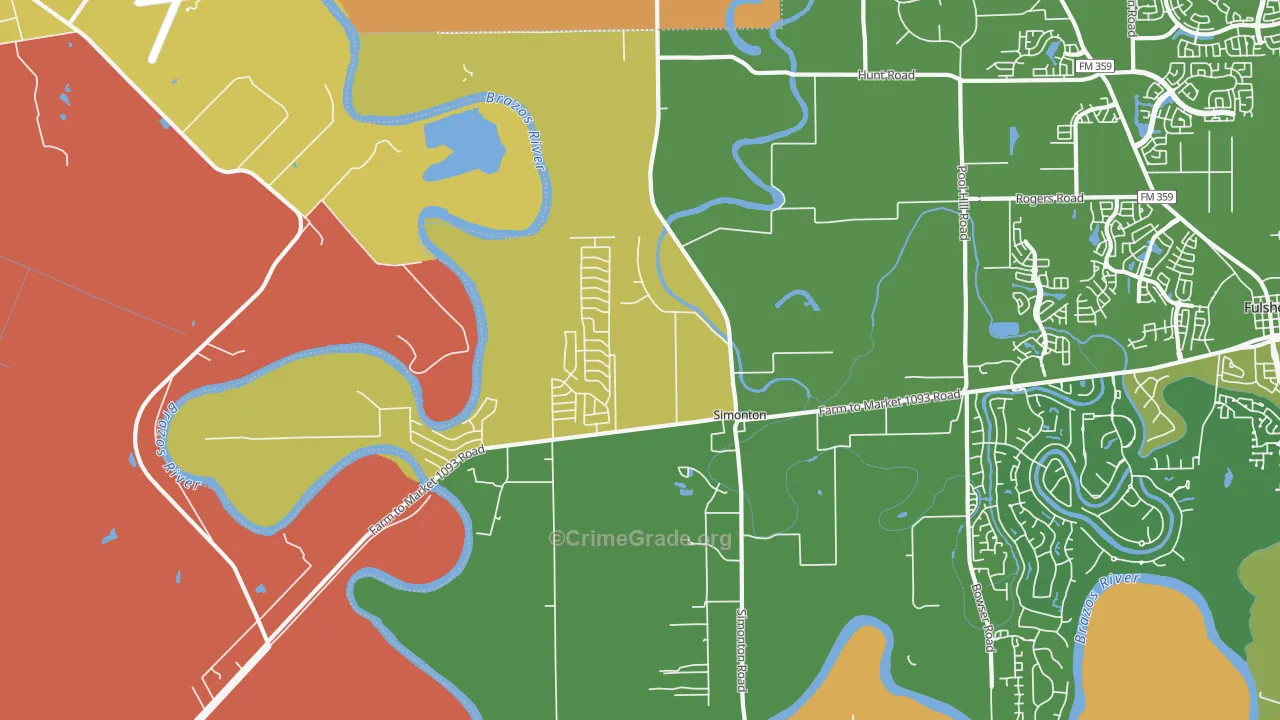 Simonton, TX Map of Assault Rates