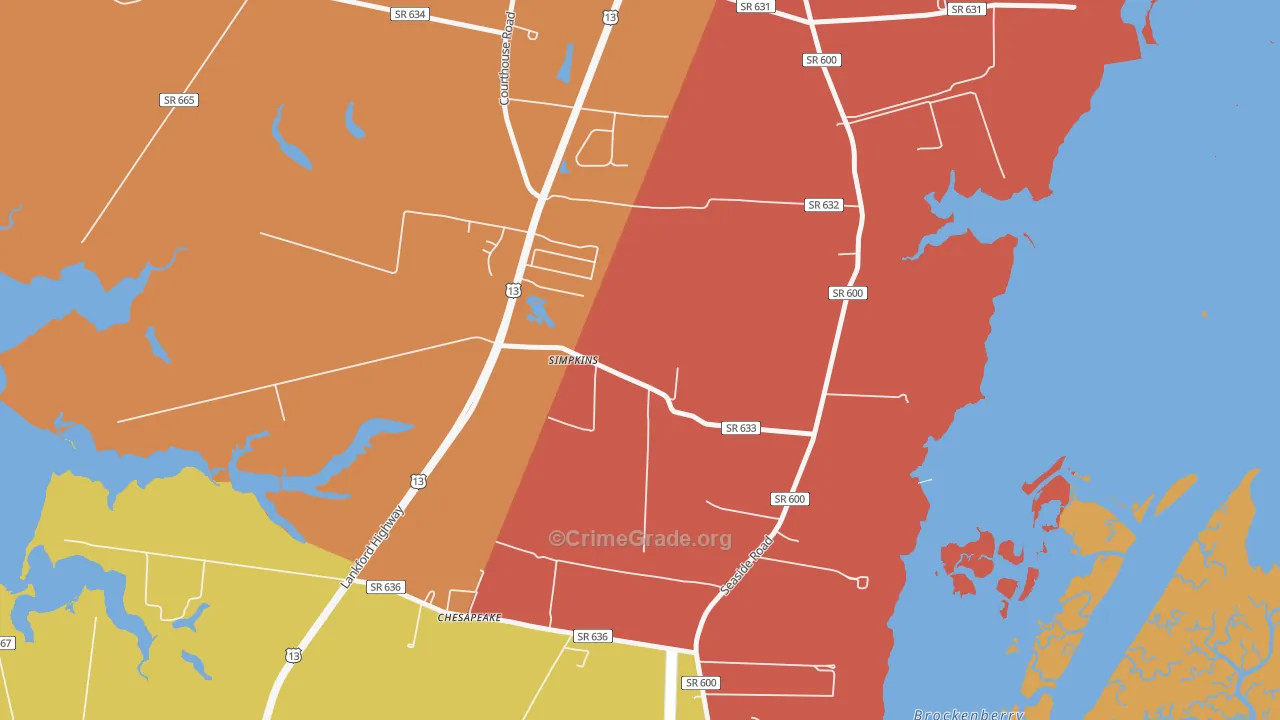 Simpkins, VA Map of Assault Rates