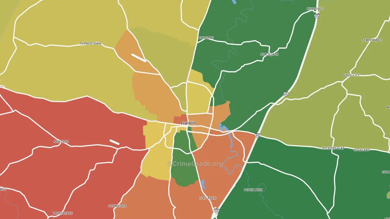 Simpson County, KY Map of Assault Rates