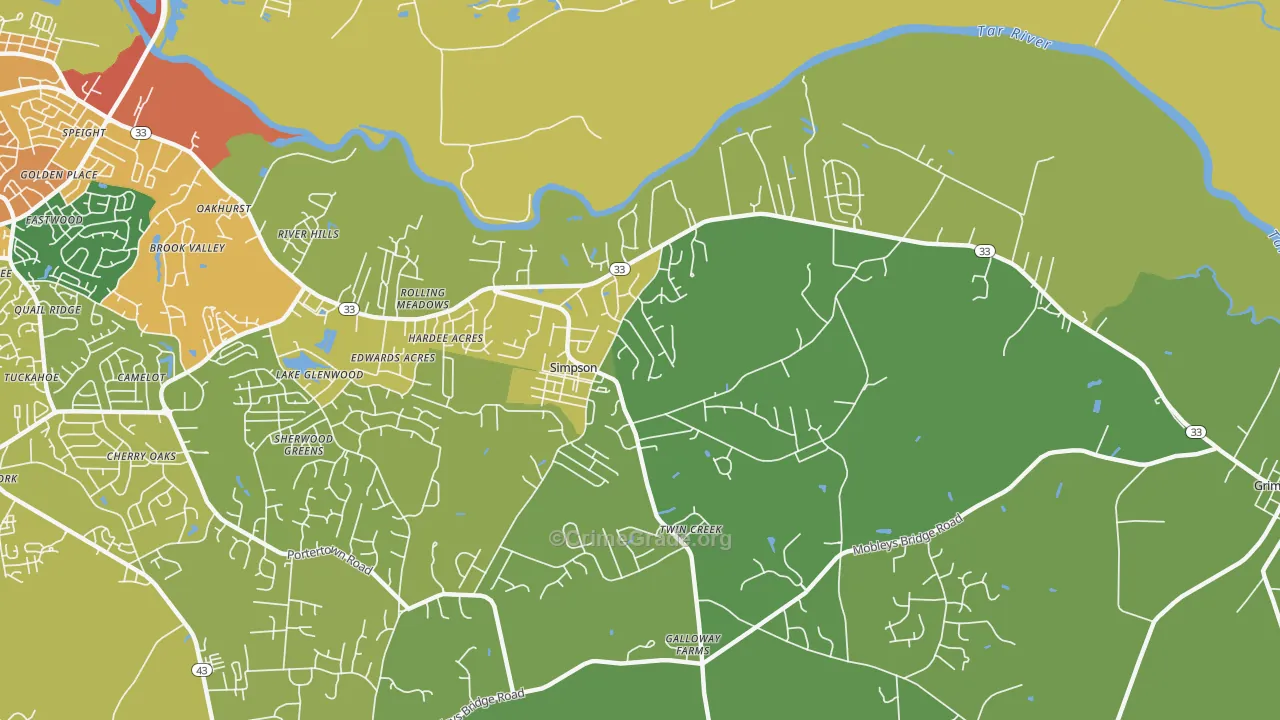 Simpson, NC Map of Assault Rates