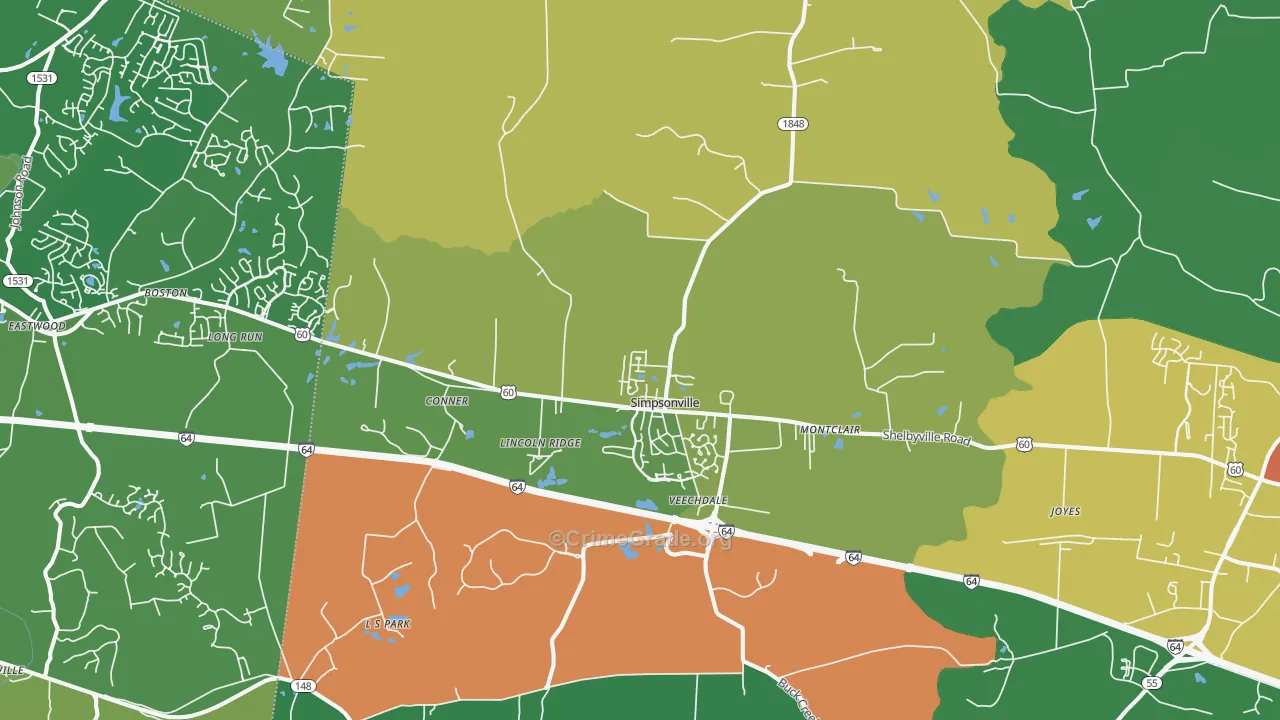 Simpsonville, KY Map of Assault Rates