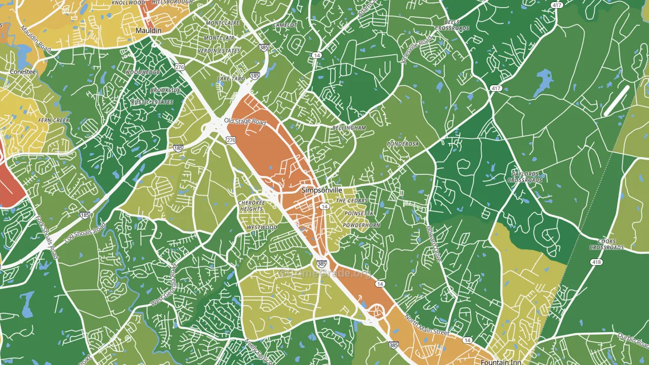 Simpsonville, SC Map of Assault Rates