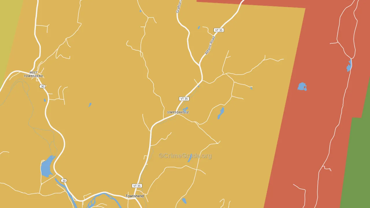 Simpsonville, VT Map of Assault Rates