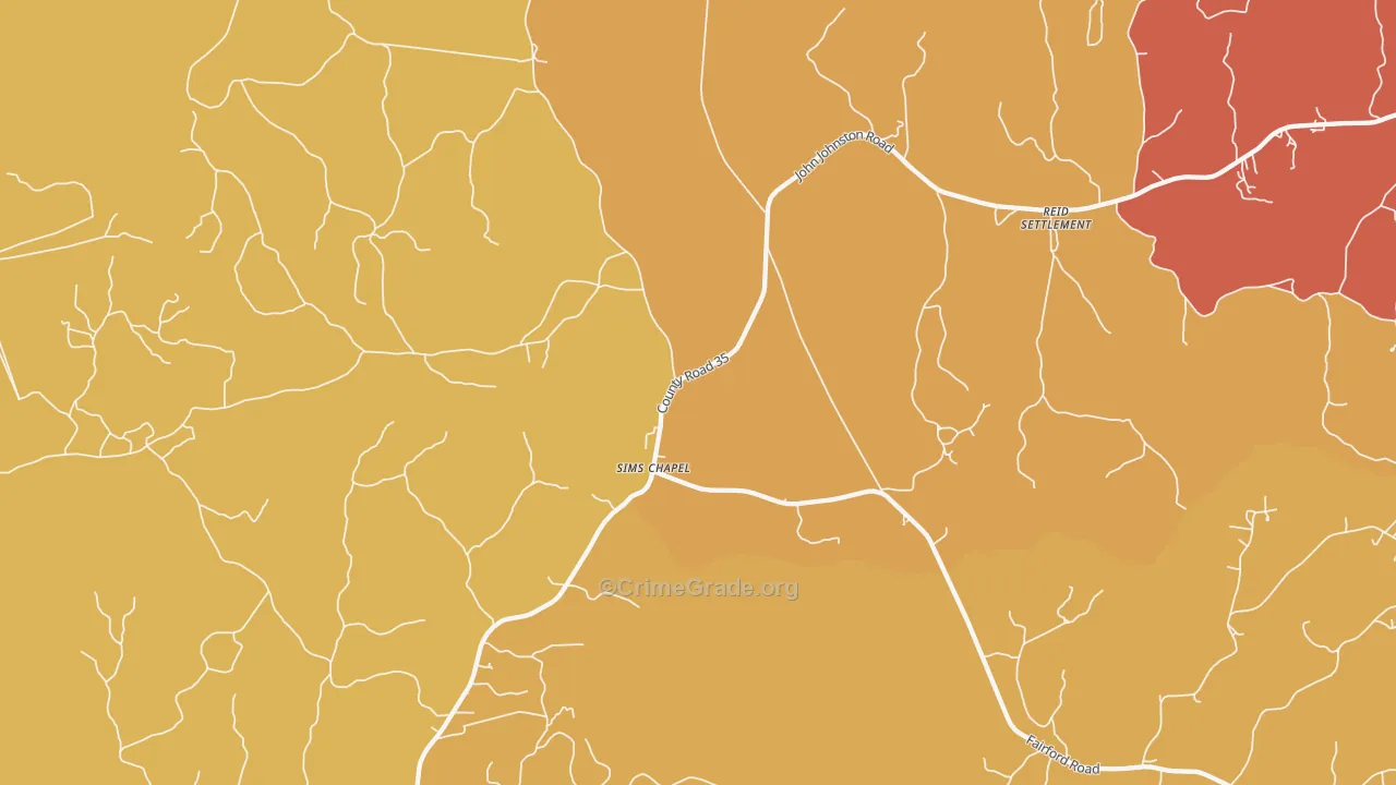 Sims Chapel, AL Map of Assault Rates