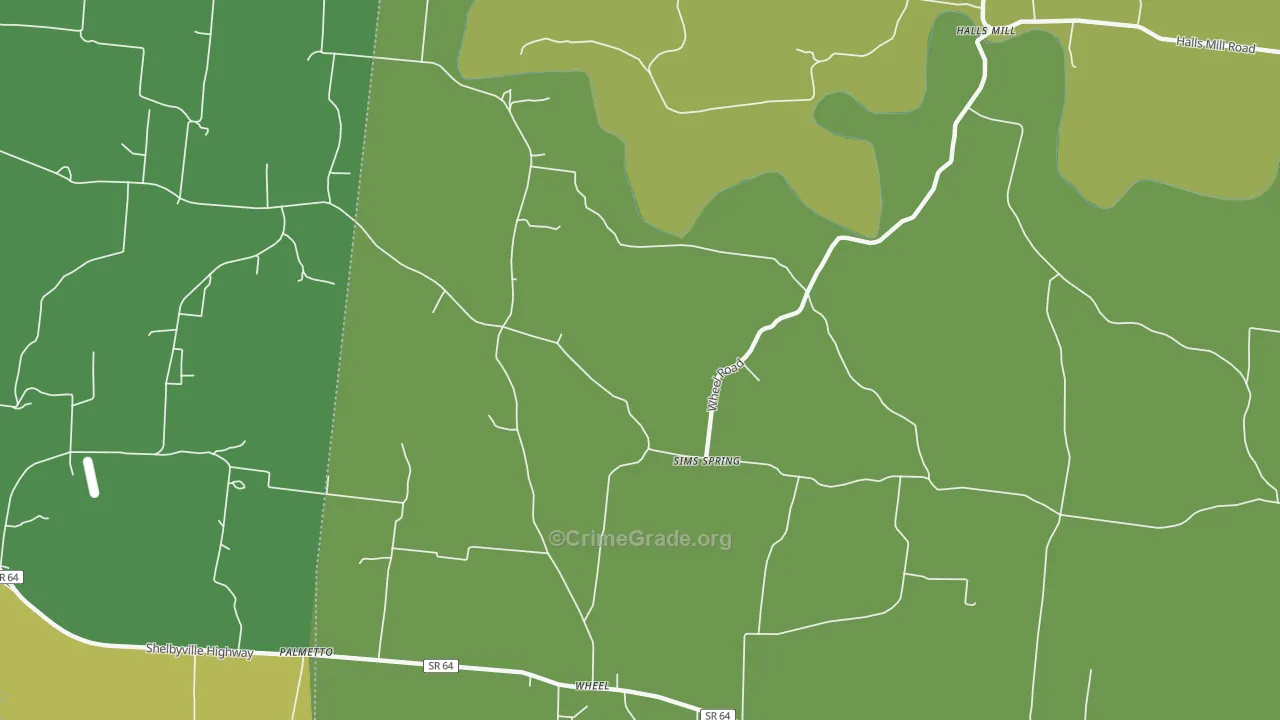 Sims Spring, TN Map of Assault Rates