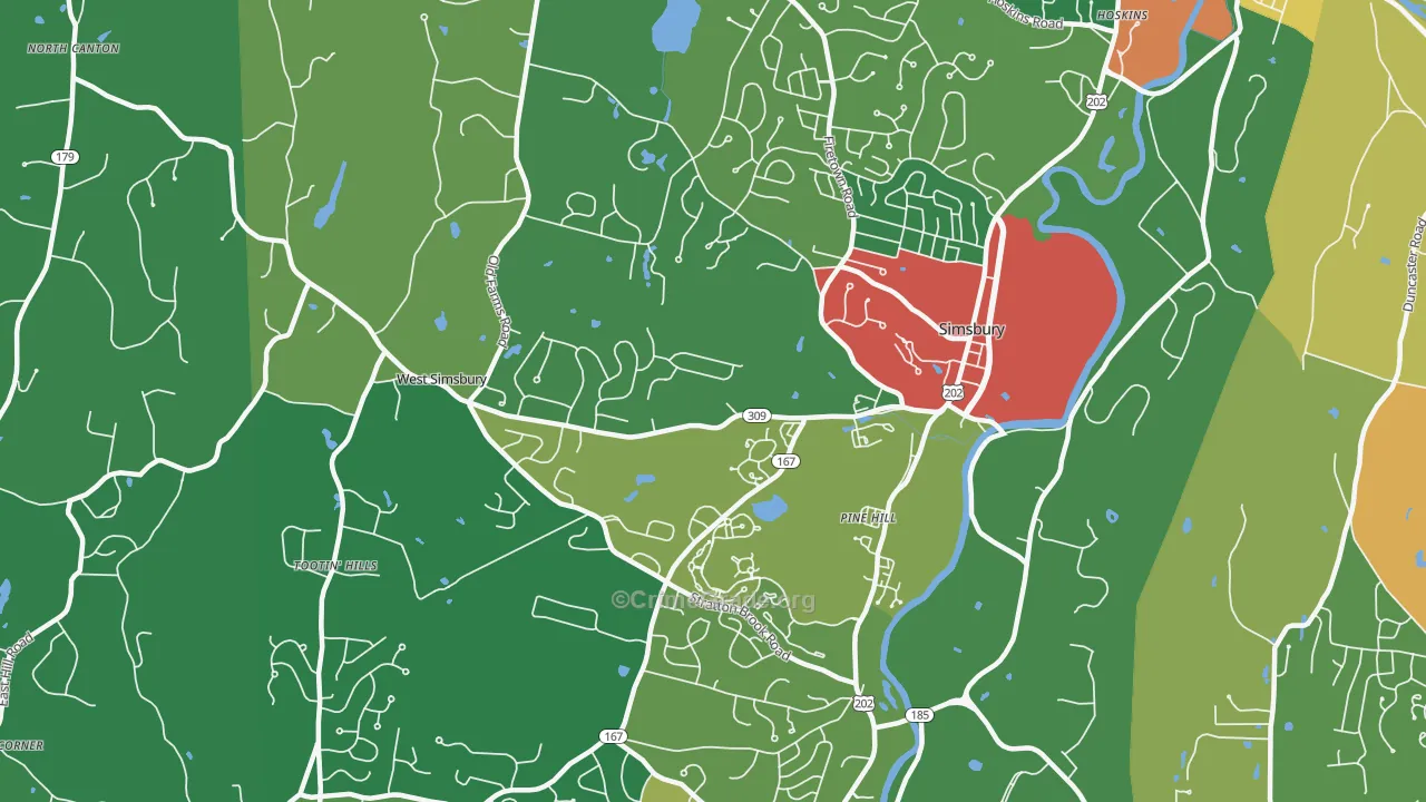 Simsbury, CT Map of Assault Rates