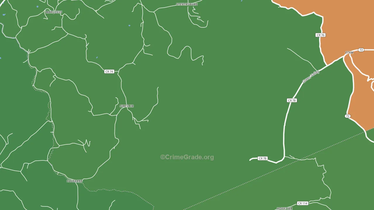 Sinclair, WV Map of Assault Rates