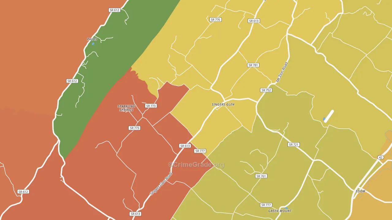 Singers Glen, VA Map of Assault Rates