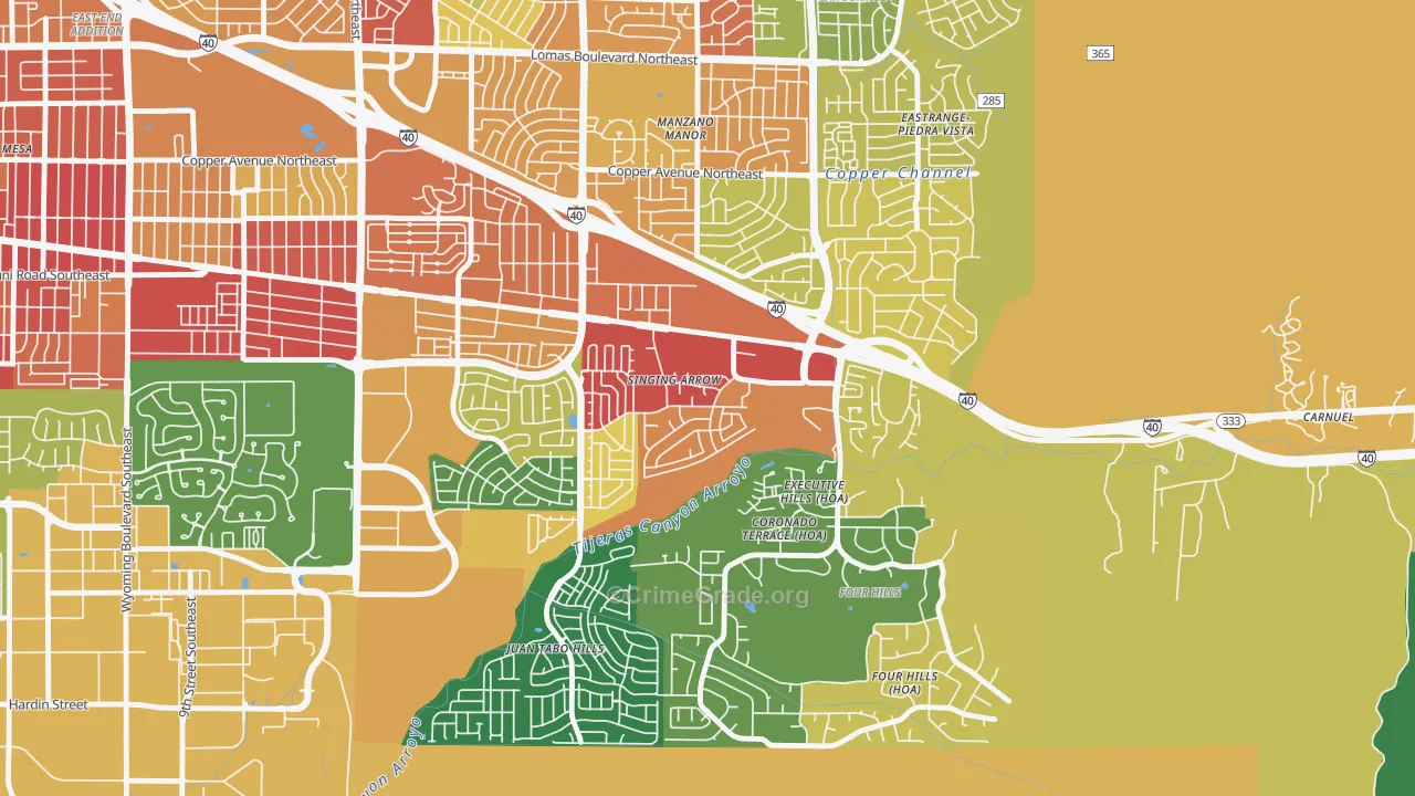 Singing Arrow, Albuquerque, NM Map of Assault Rates