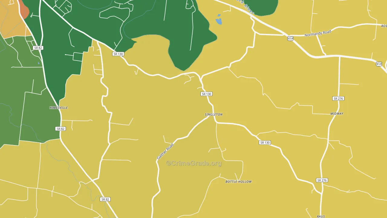 Singleton, TN Map of Assault Rates