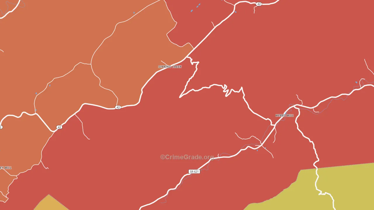 Sinking Creek, VA Map of Assault Rates