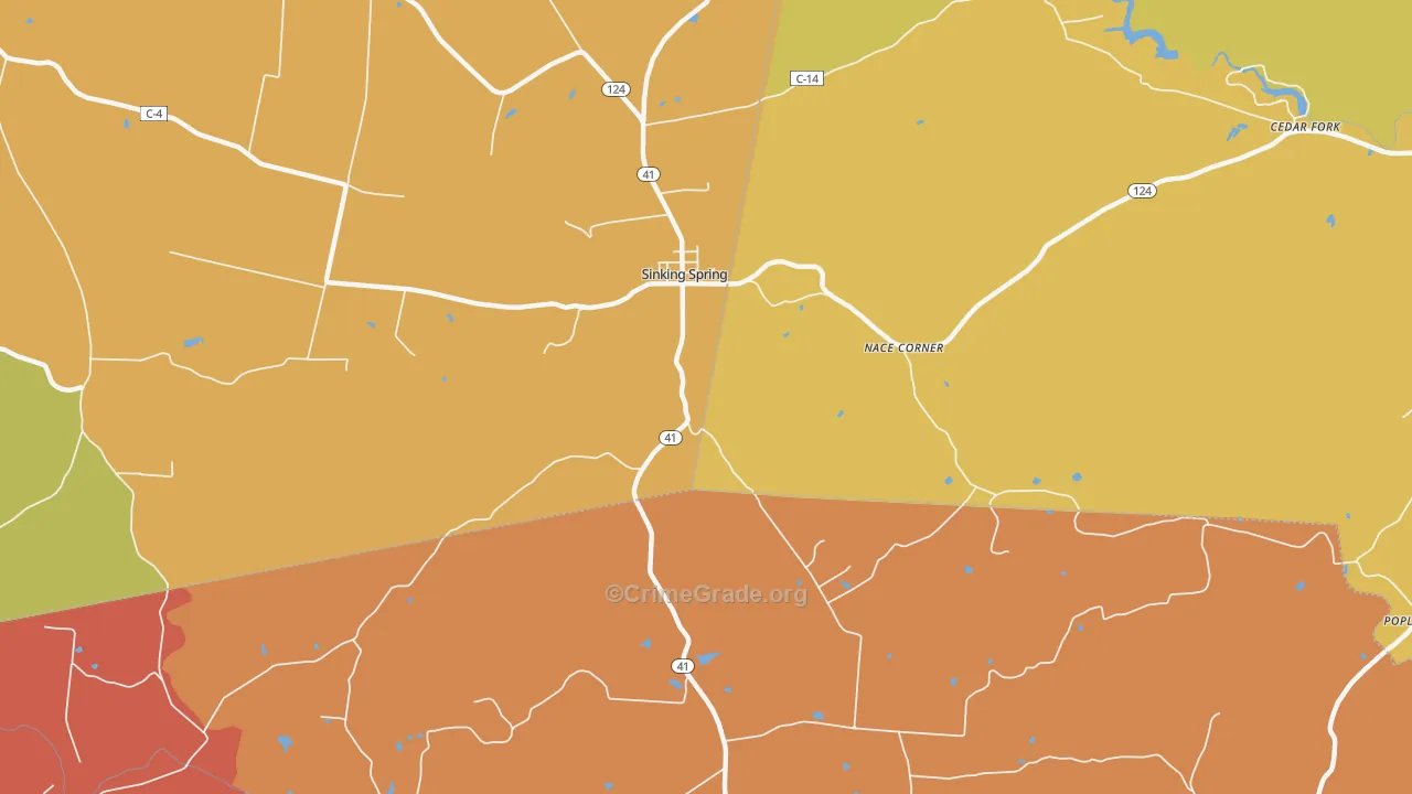 Sinking Spring, OH Map of Assault Rates