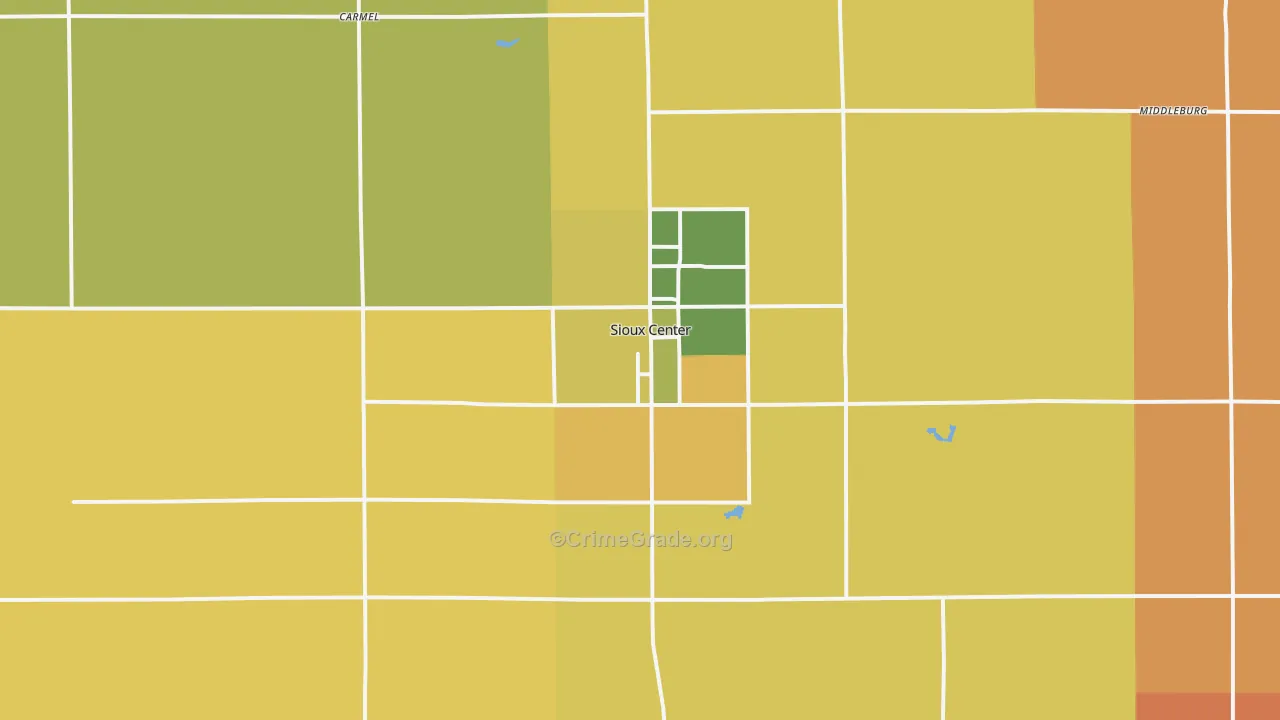 Sioux Center, IA Map of Assault Rates