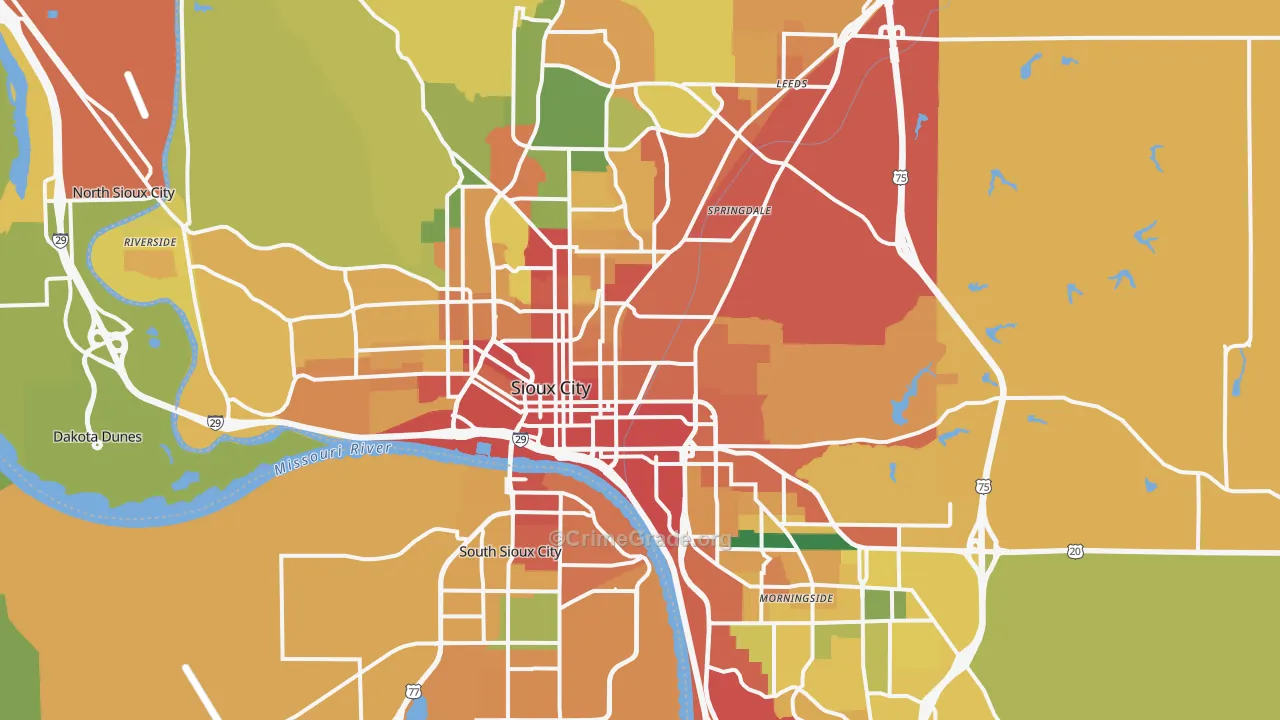Sioux City, IA Map of Assault Rates