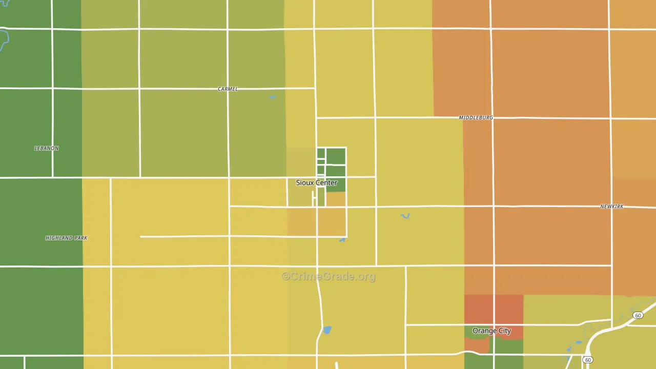 Sioux County, IA Map of Assault Rates