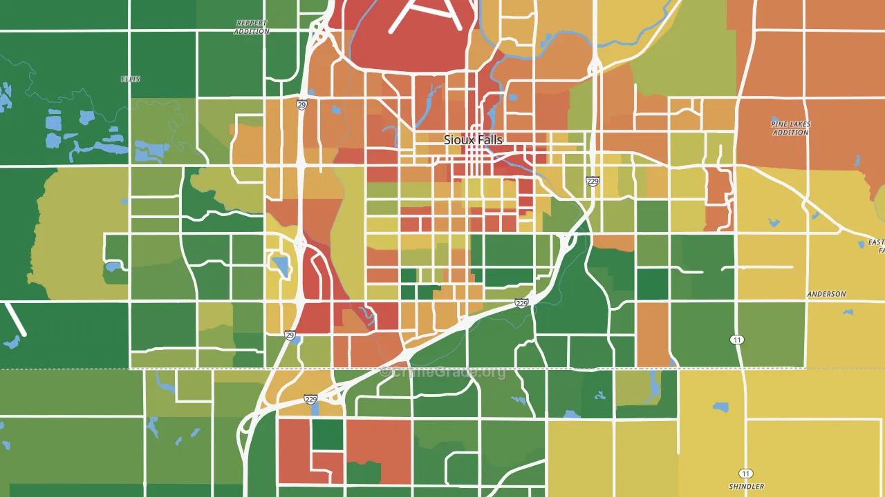 Sioux Falls, SD Map of Assault Rates