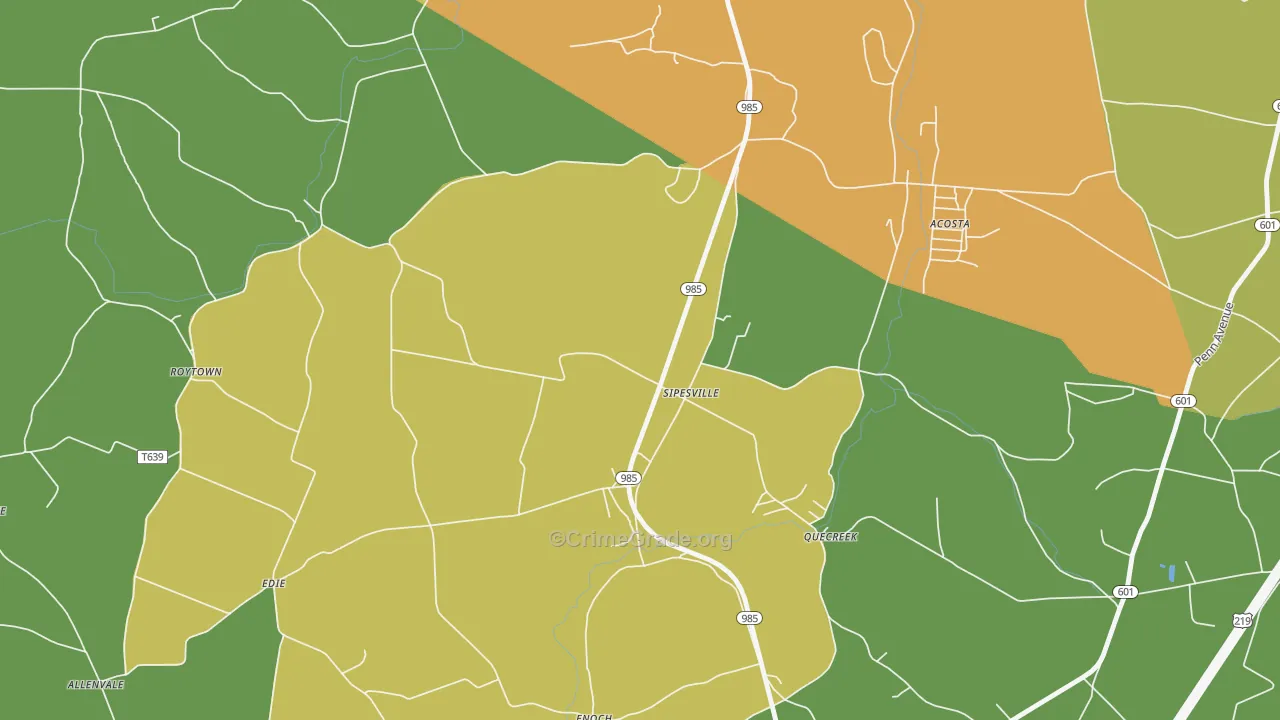 Sipesville, PA Map of Assault Rates