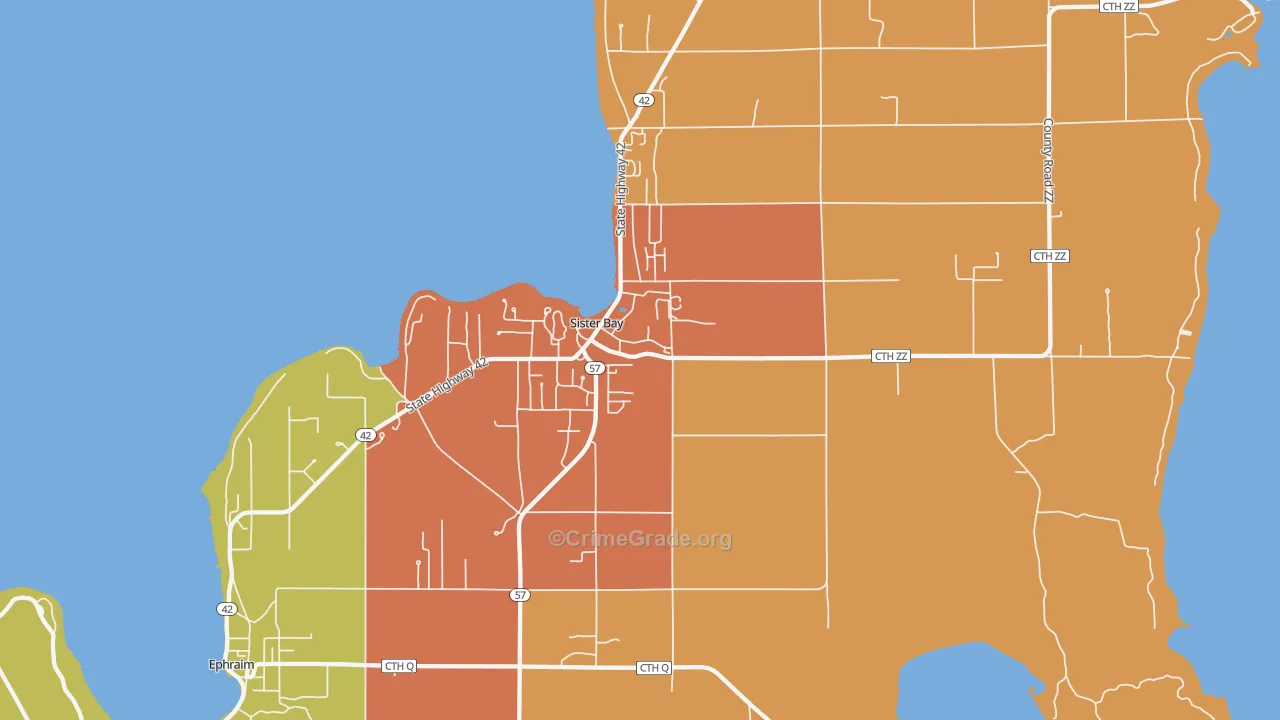 Sister Bay, WI Map of Assault Rates