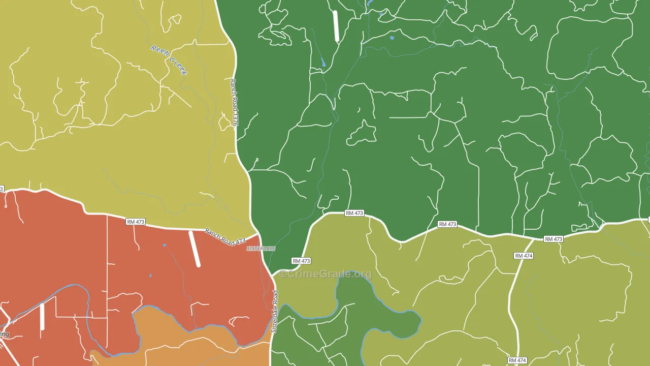 Sisterdale, TX Map of Assault Rates