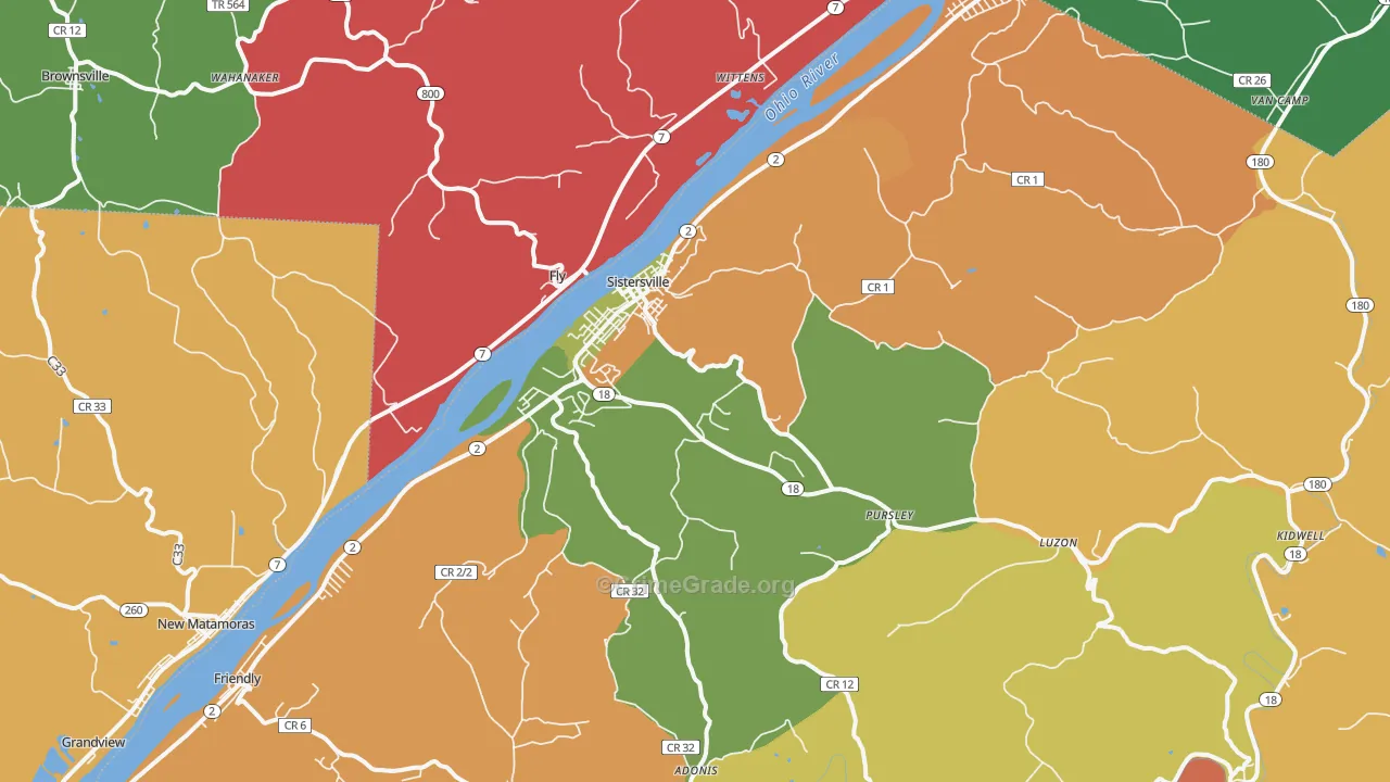 Sistersville, WV Map of Assault Rates