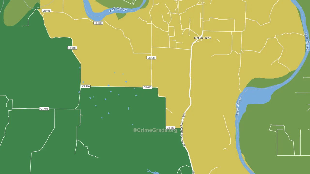 Sivells Bend, TX Map of Assault Rates