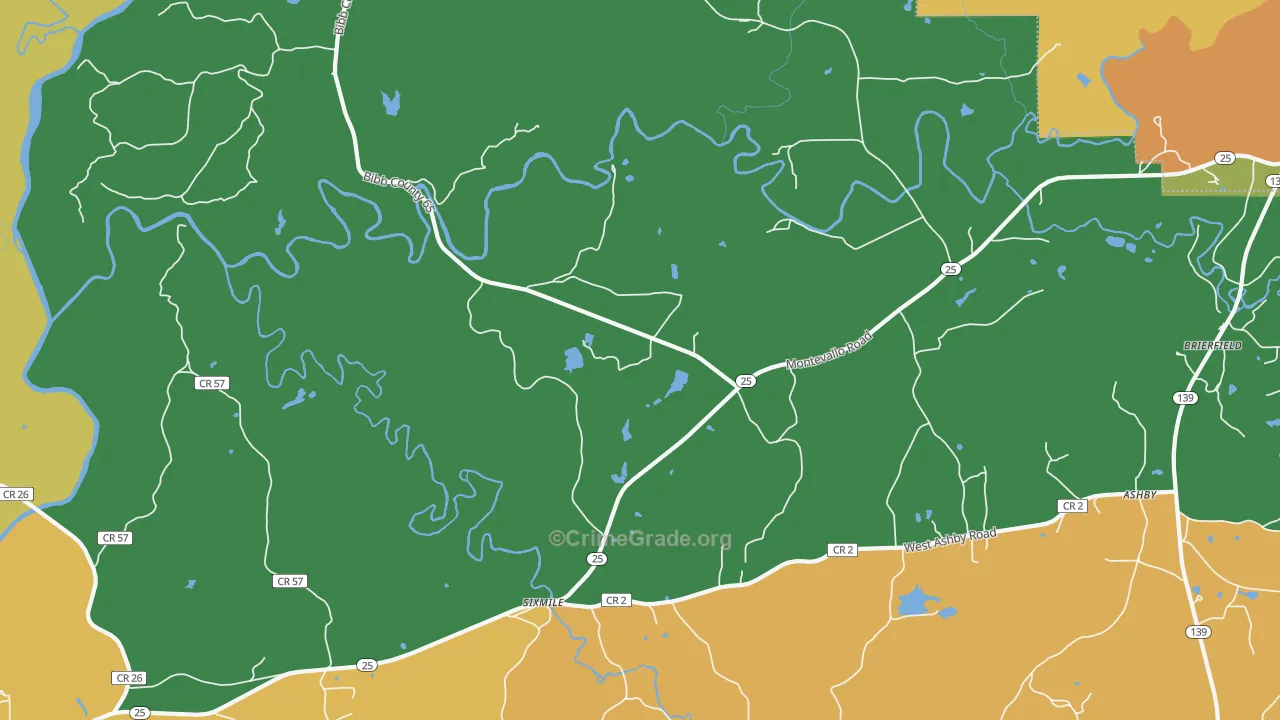 Six Mile, AL Map of Assault Rates