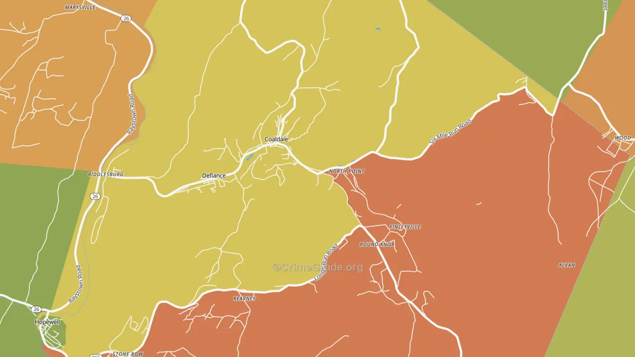 Six Mile Run, PA Map of Assault Rates