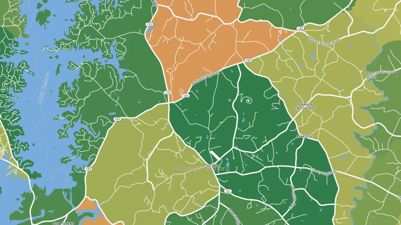 Six Mile, SC Map of Assault Rates