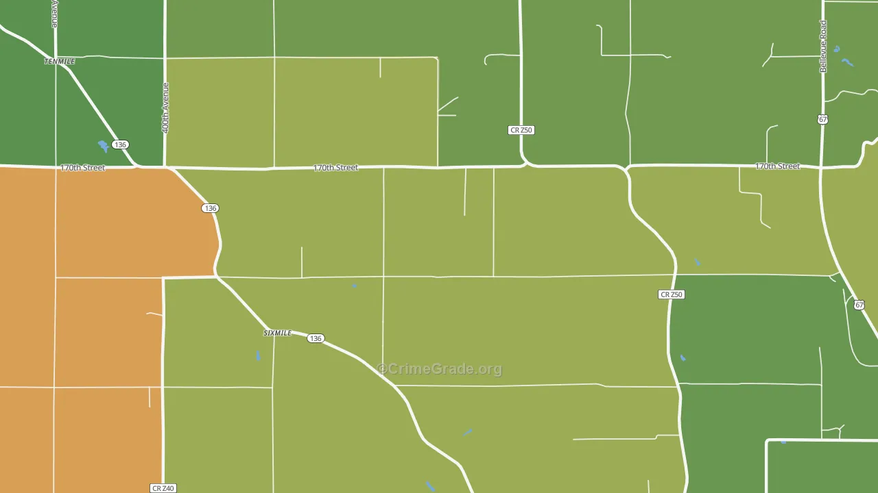 Sixmile, IA Map of Assault Rates