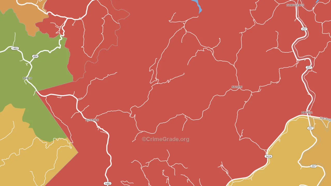 Sizerock, KY Map of Assault Rates