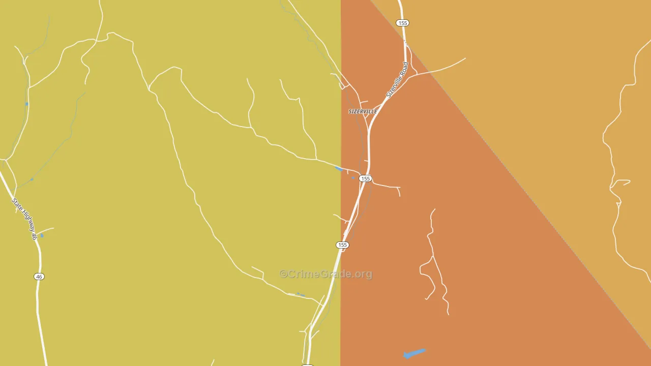 Sizerville, PA Map of Assault Rates