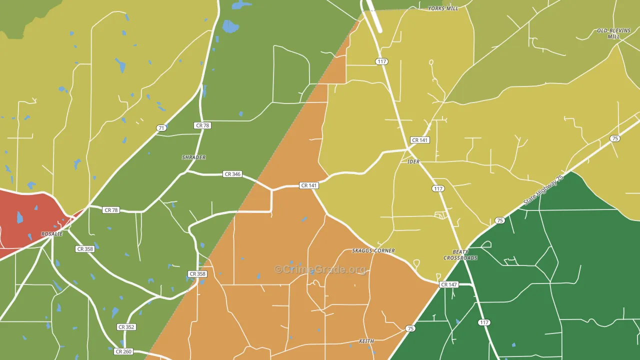 Skaggs Corner, AL Map of Assault Rates