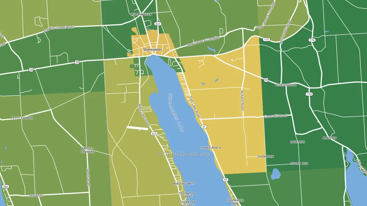 Skaneateles, NY Map of Assault Rates
