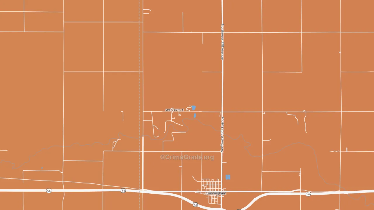 Skellyville, KS Map of Assault Rates