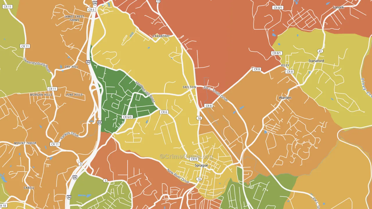 Skelton, WV Map of Assault Rates