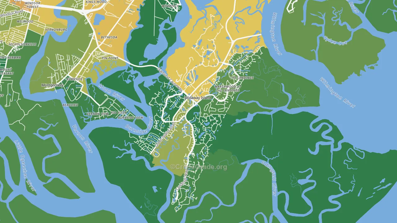 Skidaway Island, GA Map of Assault Rates